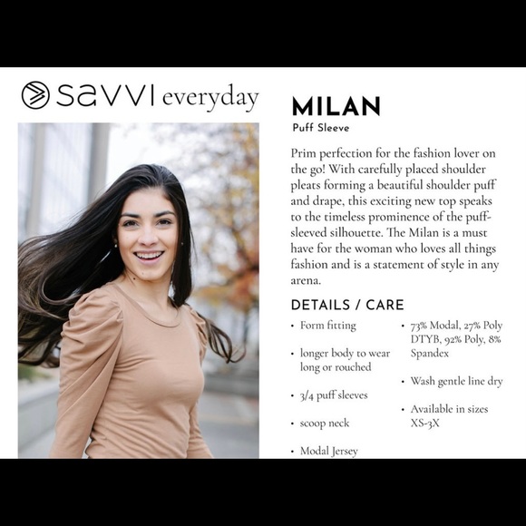 NWOT Savvi MILAN Small Gray Puff Sleeve Top - Picture 3 of 11